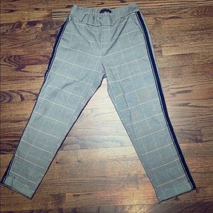 Zara plaid trousers with black side detail!